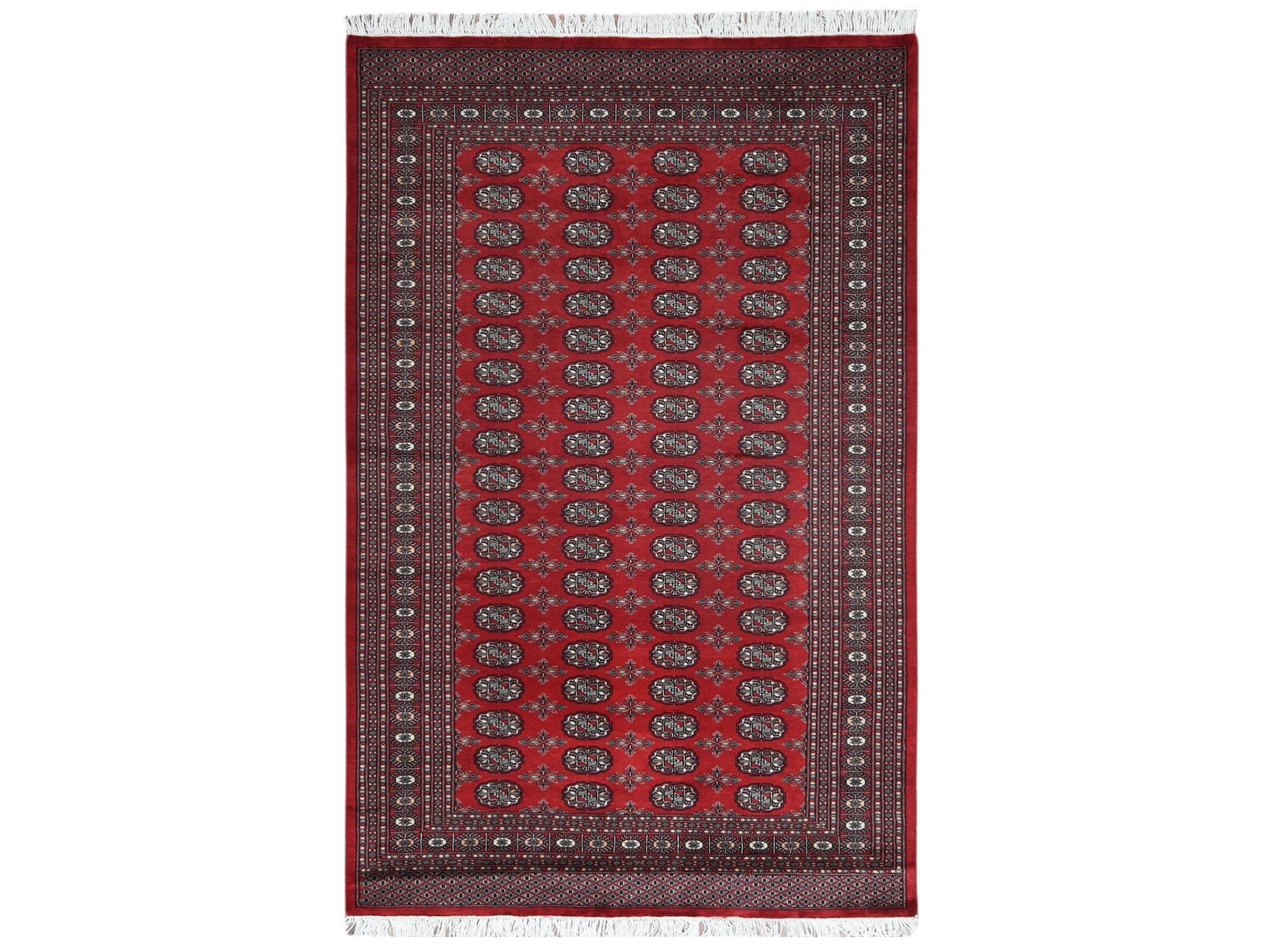 Tribal & Geometric hand-knotted wool rug in Red, 5'1" x 7'9" — SKU O061380