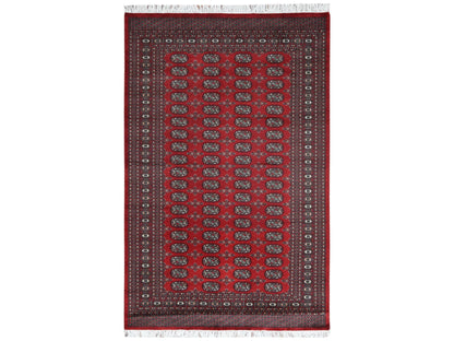 Red 5'1" x 7'9" Tribal Hand knotted Wool Rug - Sku: O061380