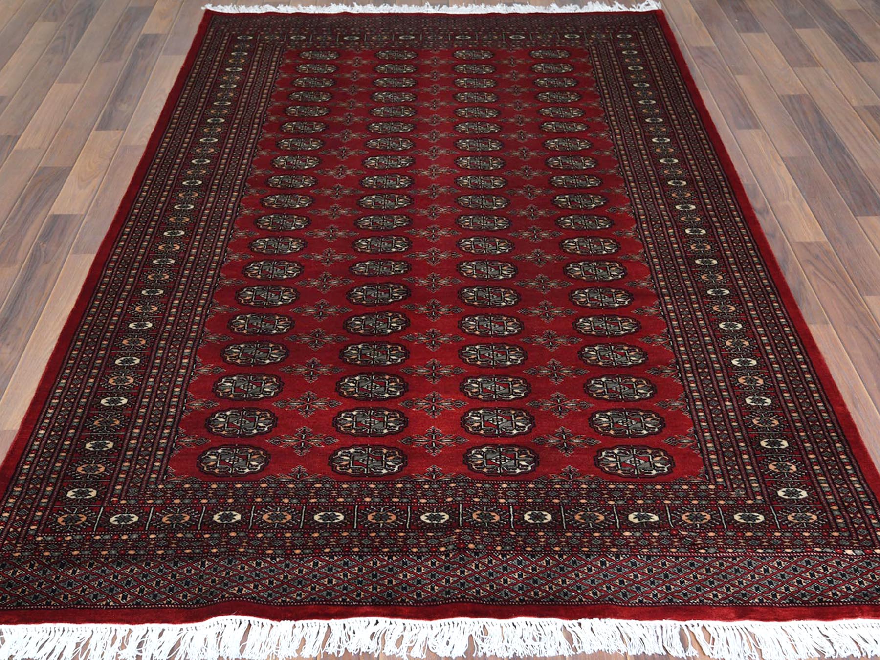 Tribal & Geometric hand-knotted wool rug in Red, 5'1" x 7'9" — SKU O061380 (view 2)