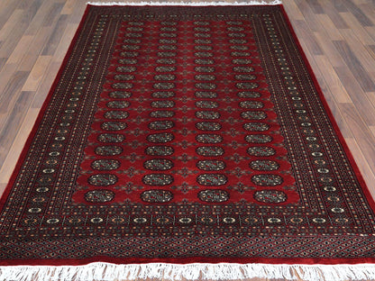 Red 5'1" x 7'9" Tribal Hand knotted Wool Rug - Sku: O061380