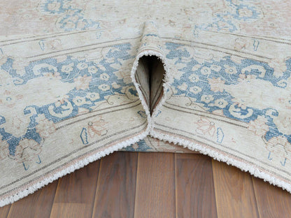 Kerman Vintage hand-knotted worn wool rug in Brown & Blue, 9'8" x 12'7" — SKU O061404 (view 5)