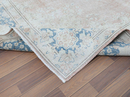 Kerman Vintage hand-knotted worn wool rug in Brown & Blue, 9'8" x 12'7" — SKU O061404 (view 6)
