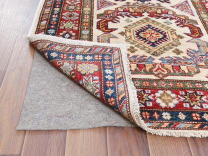 Ivory 2'7" x 10'0" Kazak Hand knotted Wool Rug - Sku: O061450