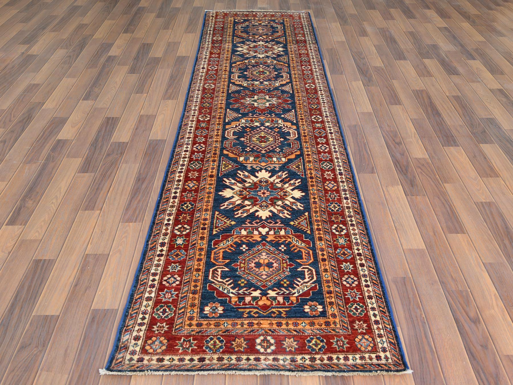 Blue 2'10" x 11'0" Tribal Hand knotted Wool Rug - Sku: O061452