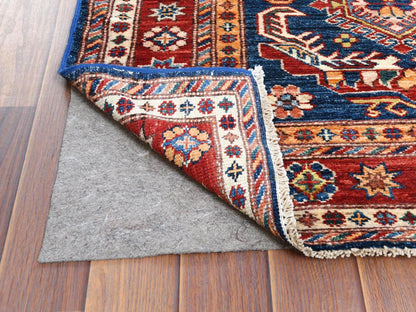 Blue 2'10" x 11'0" Kazak Hand knotted Wool Rug - Sku: O061452