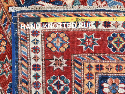 Blue 2'10" x 11'0" Kazak Hand knotted Wool Rug - Sku: O061452