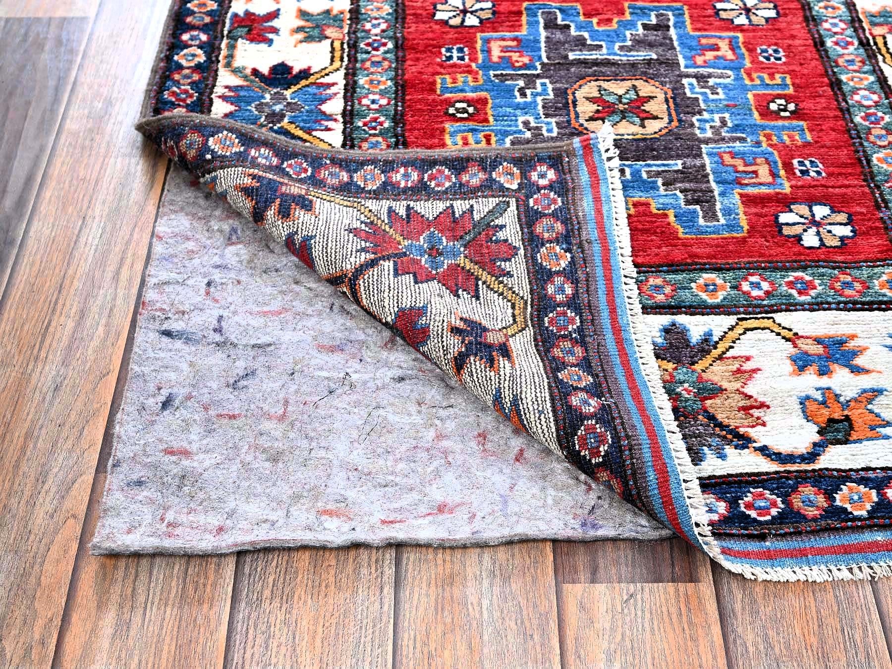 Ersari Kazak hand-knotted wool runner in Red & Ivory, 2'8" x 8'2" — SKU O0614 (view 3)