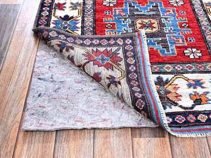 Ersari Kazak hand-knotted wool runner in Red & Ivory, 2'8" x 8'2" — SKU O0614 (view 3)