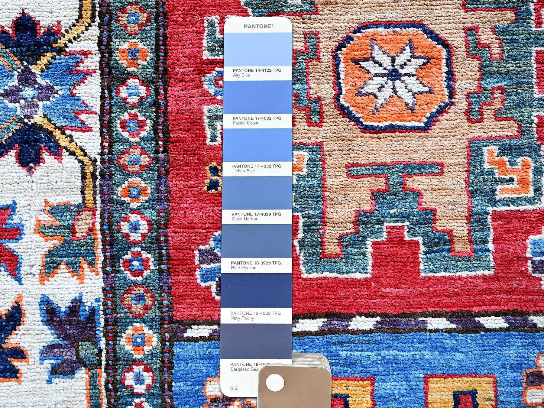 Ersari Kazak hand-knotted wool runner in Red & Ivory, 2'8" x 8'2" — SKU O0614 (view 4)