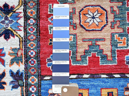 Ersari Kazak hand-knotted wool runner in Red & Ivory, 2'8" x 8'2" — SKU O0614 (view 4)