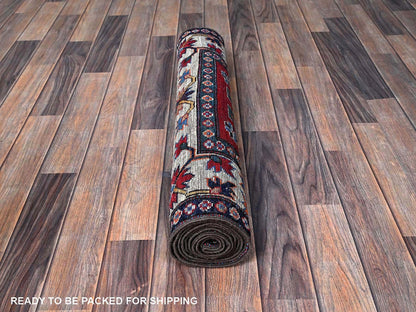 Ersari Kazak hand-knotted wool runner in Red & Ivory, 2'8" x 8'2" — SKU O0614 (view 5)