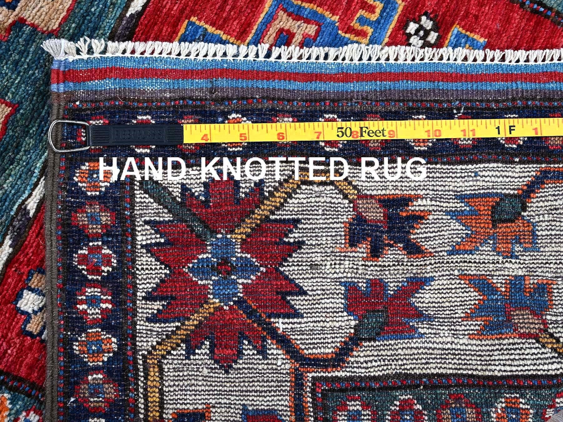Ersari Kazak hand-knotted wool runner in Red & Ivory, 2'8" x 8'2" — SKU O0614 (view 7)