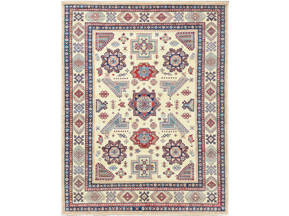 Ivory 9'1" x 11'7" Kazak Hand knotted Wool Rug - Sku: O061532