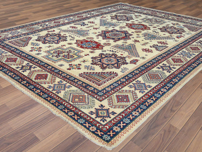 Ivory 9'1" x 11'7" Kazak Hand knotted Wool Rug - Sku: O061532