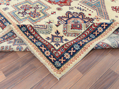 Ivory 9'1" x 11'7" Kazak Hand knotted Wool Rug - Sku: O061532