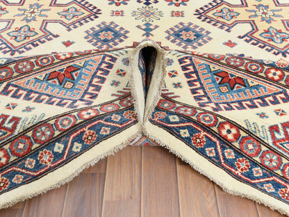 Ivory 9'10" x 13'8" Kazak Hand knotted Wool Rug - Sku: O061536