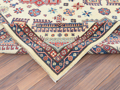 Ivory 9'10" x 13'8" Kazak Hand knotted Wool Rug - Sku: O061536