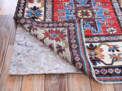 Ersari Kazak hand-knotted wool runner in Red & Ivory, 2'9" x 9'8" — SKU O0615 (view 3)