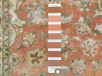 Kashan Vintage hand-knotted worn wool rug in Brown & Green, 6'10" x 10'6" — SKU O061630 (view 8)