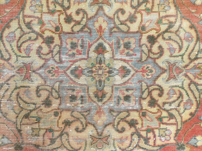 Kashan Vintage hand-knotted worn wool rug in Brown & Green, 6'10" x 10'6" — SKU O061630 (view 9)