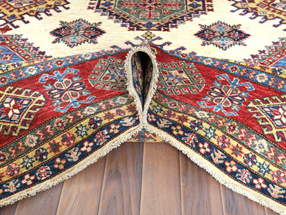 Ivory 8'8" x 11'10" Kazak Hand knotted Wool Rug - Sku: O061652