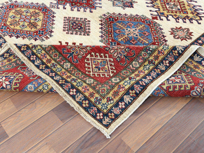 Ivory 8'8" x 11'10" Kazak Hand knotted Wool Rug - Sku: O061652