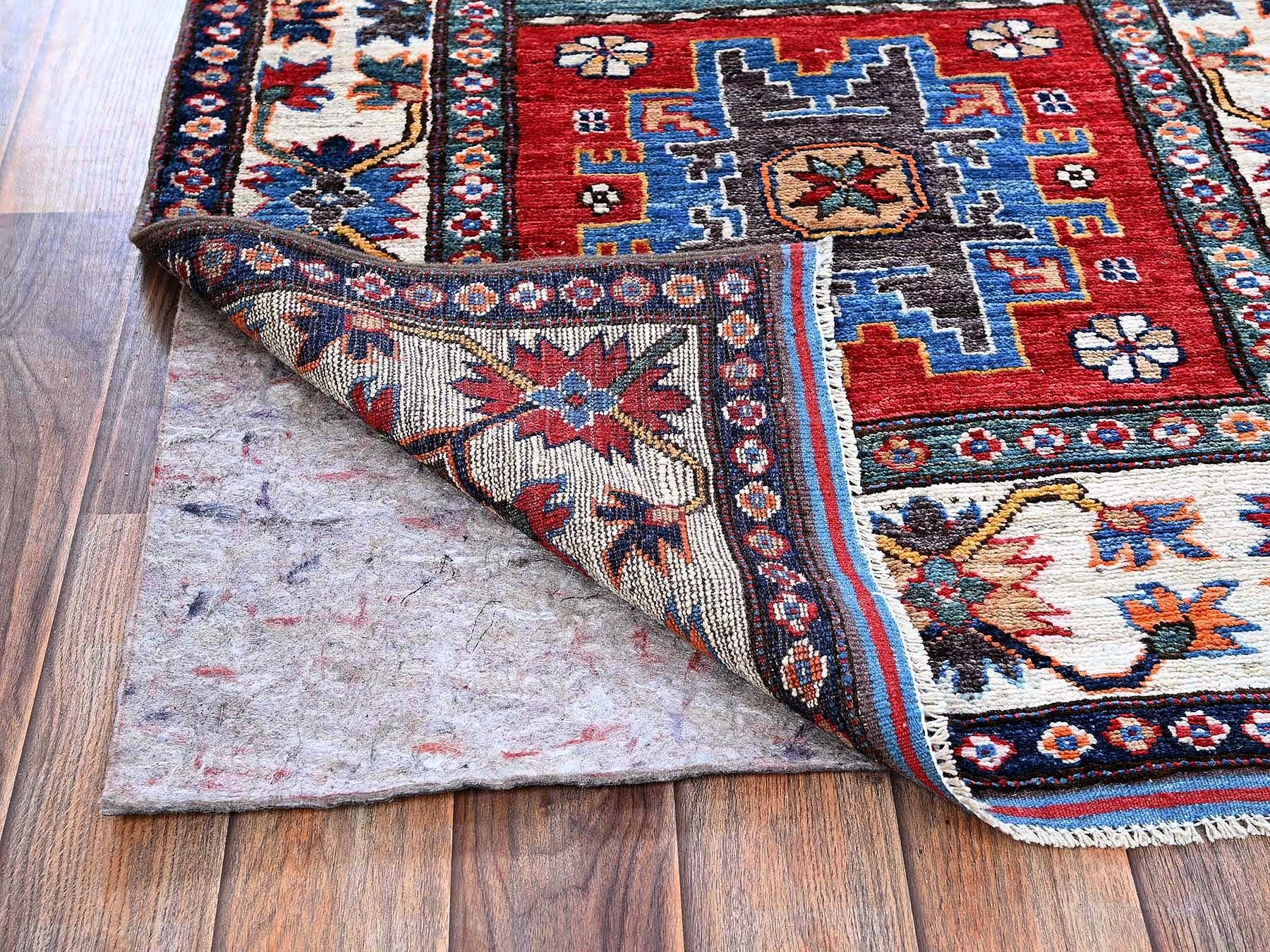 Ersari Kazak hand-knotted wool runner in Red & Ivory, 2'8" x 8'3" — SKU O0616 (view 3)