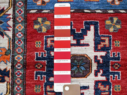 Ersari Kazak hand-knotted wool runner in Red & Ivory, 2'8" x 8'3" — SKU O0616 (view 4)