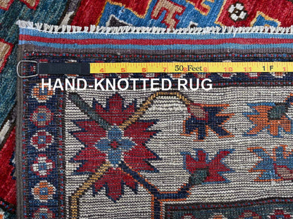 Ersari Kazak hand-knotted wool runner in Red & Ivory, 2'8" x 8'3" — SKU O0616 (view 7)