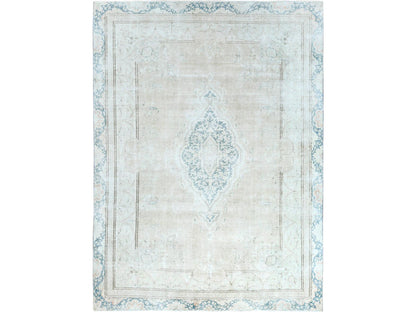 Ivory 8'3" x 11'1" Vintage Hand knotted Wool Rug - Sku: O061708