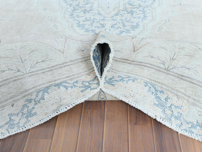 Ivory 8'3" x 11'1" Vintage Hand knotted Wool Rug - Sku: O061708