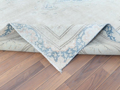 Ivory 8'3" x 11'1" Vintage Hand knotted Wool Rug - Sku: O061708
