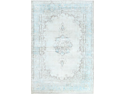 Ivory 9'1" x 13'4" Vintage Hand knotted Wool Rug - Sku: O061712