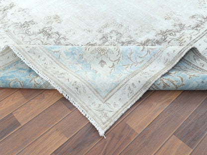 Ivory 9'1" x 13'4" Vintage Hand knotted Wool Rug - Sku: O061712