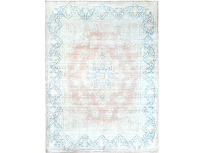 Kerman Vintage hand-knotted worn wool rug in Brown & Almond Brown, 10'1" x 14'2" — SKU O061725