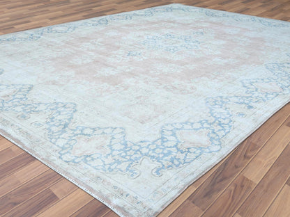 Kerman Vintage hand-knotted worn wool rug in Brown & Almond Brown, 10'1" x 14'2" — SKU O061725 (view 3)