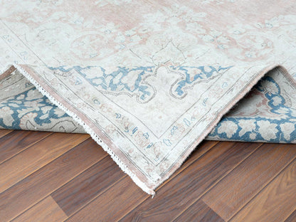 Kerman Vintage hand-knotted worn wool rug in Brown & Almond Brown, 10'1" x 14'2" — SKU O061725 (view 6)