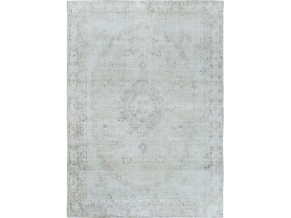 Ivory 8'8" x 12'0" Vintage Hand knotted Wool Rug - Sku: O061734
