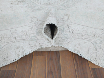 Ivory 8'8" x 12'0" Vintage Hand knotted Wool Rug - Sku: O061734