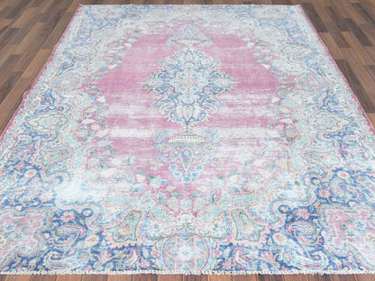 Pink 6'7" x 8'7" Vintage Hand knotted Wool Rug - Sku: O061744