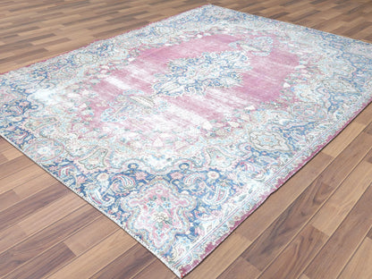 Pink 6'7" x 8'7" Vintage Hand knotted Wool Rug - Sku: O061744