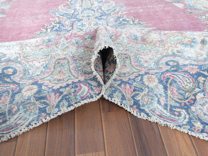 Pink 6'7" x 8'7" Vintage Hand knotted Wool Rug - Sku: O061744