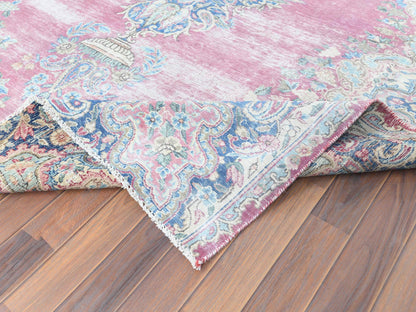 Pink 6'7" x 8'7" Vintage Hand knotted Wool Rug - Sku: O061744