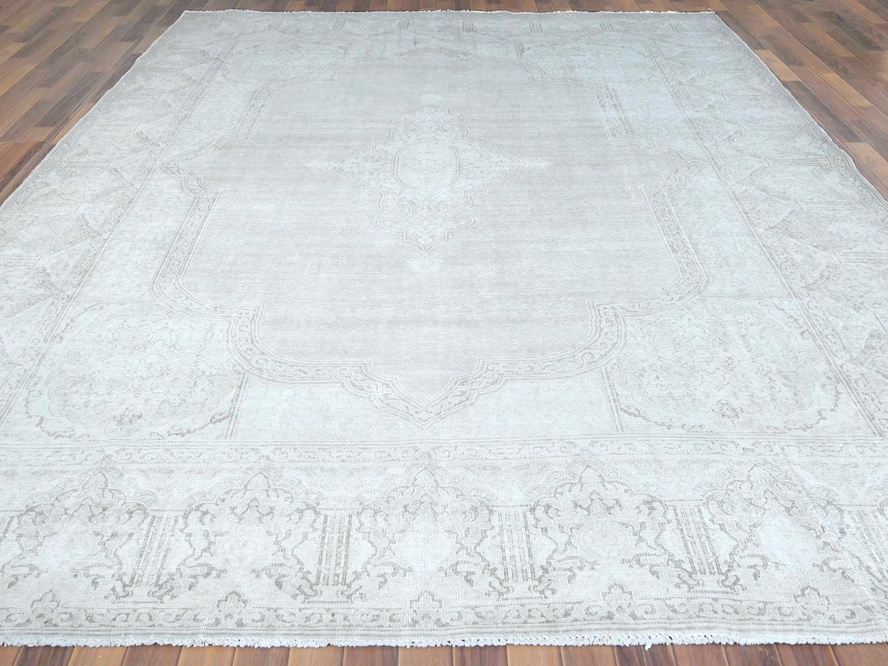 Kerman Vintage hand-knotted worn wool rug in Ivory, 9'6" x 12'5" — SKU O061793 (view 2)