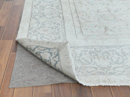 Ivory 9'8" x 12'10" Vintage Hand knotted Wool Rug - Sku: O061795