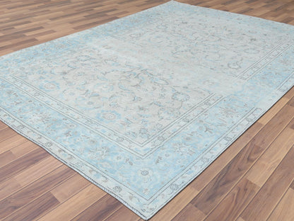 Ivory 6'6" x 9'7" Vintage Hand knotted Wool Rug - Sku: O061799