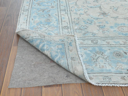 Ivory 6'6" x 9'7" Vintage Hand knotted Wool Rug - Sku: O061799
