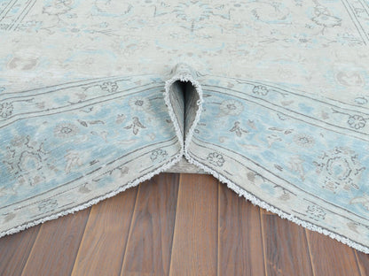 Ivory 6'6" x 9'7" Vintage Hand knotted Wool Rug - Sku: O061799