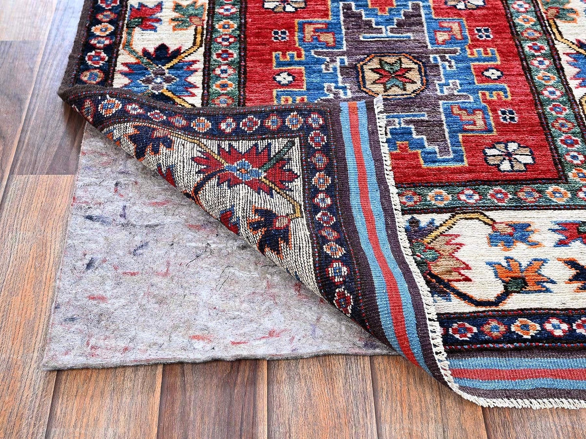 Ersari Kazak hand-knotted wool runner in Red & Ivory, 2'8" x 7'7" — SKU O0617 (view 3)