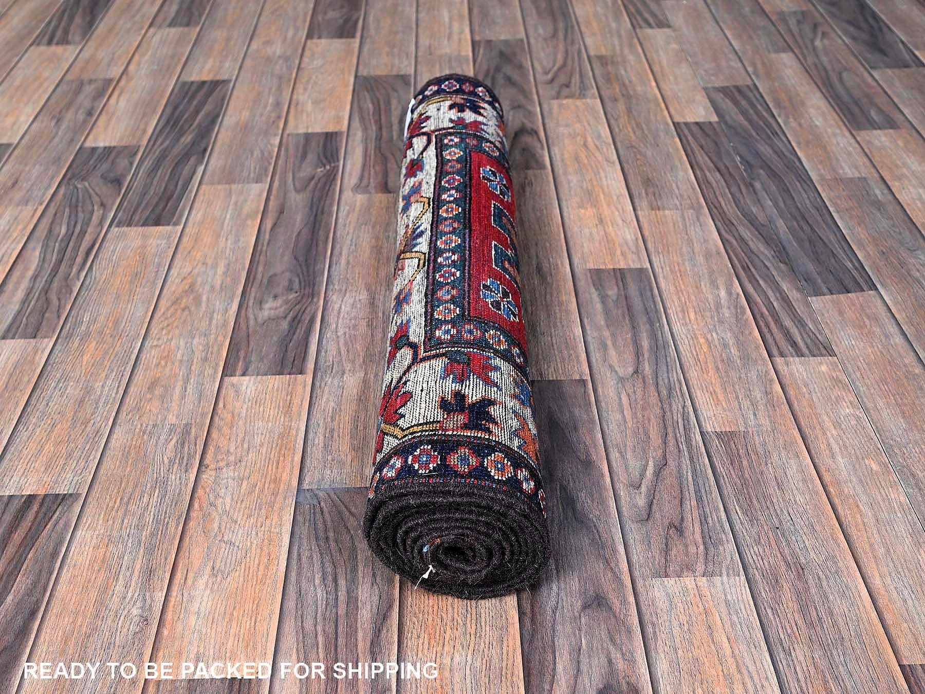 Ersari Kazak hand-knotted wool runner in Red & Ivory, 2'8" x 7'7" — SKU O0617 (view 5)